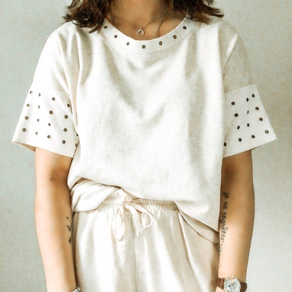 design 365 Tops - DESIGN 365 • studded oversized slouchy tee